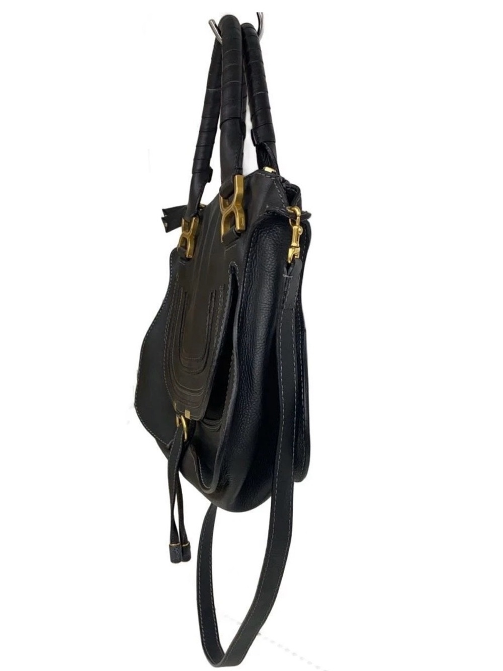 Chloe Black Leather Women's Satchel Handbag with Gold Hardware - Picture 2 of 7